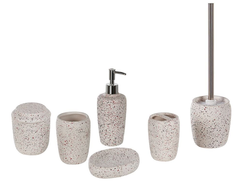 Beliani 6-dielna keramická súprava kúpeľňových doplnkov biela PALMILLA